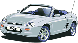 An illustration of a Wedgewood Blue MGF on a clear background